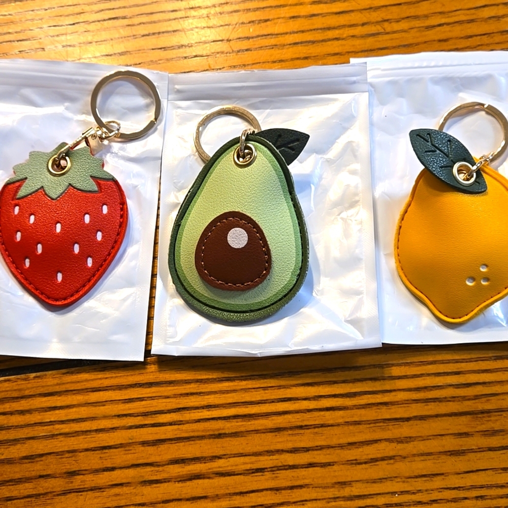 Fruit-Themed Keychain/Bag Charm with Air Tag Compartment Strawberry has Sold